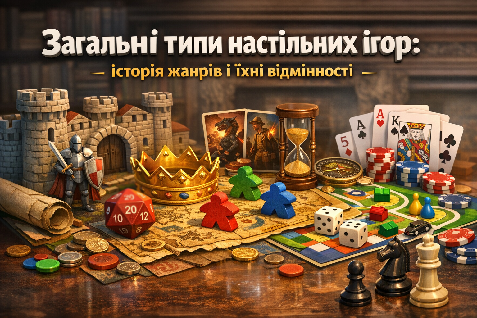 🎲 Загальні типи настільних ігор: історія жанрів і їхні відмінності