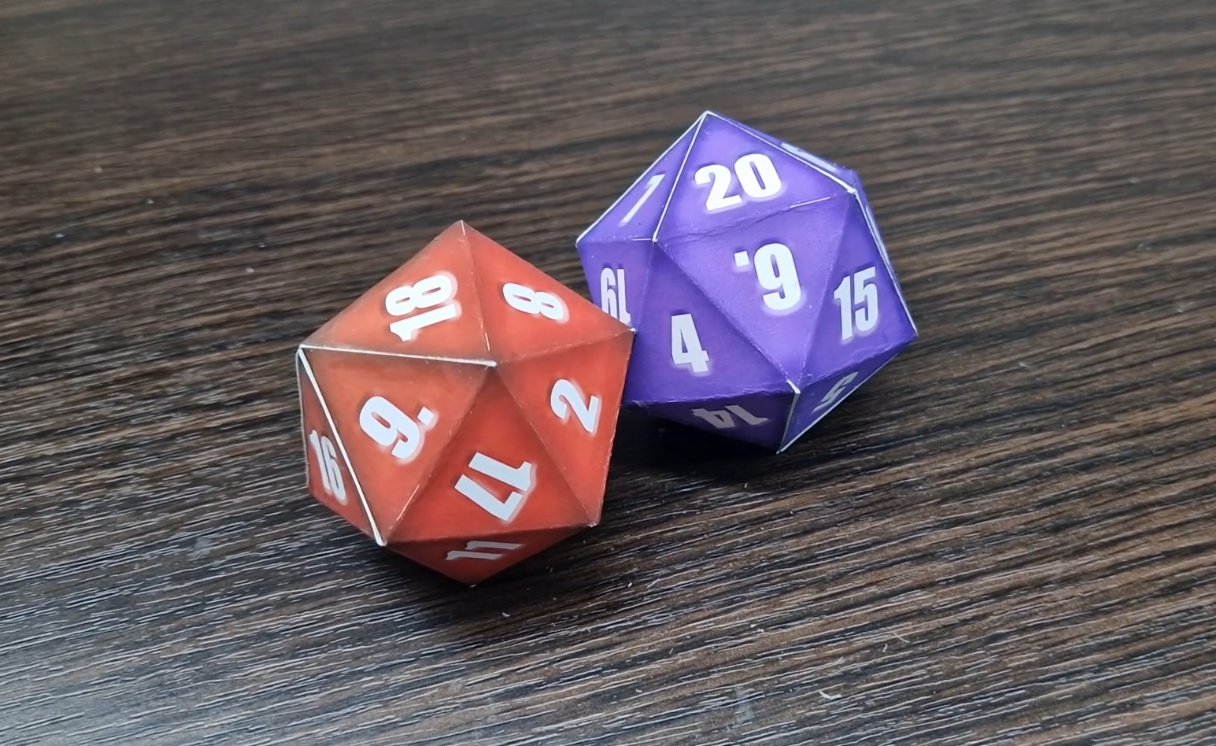 Як зібрати гральний кубик на 20 граней (D20) з паперу по нашим шаблонам.