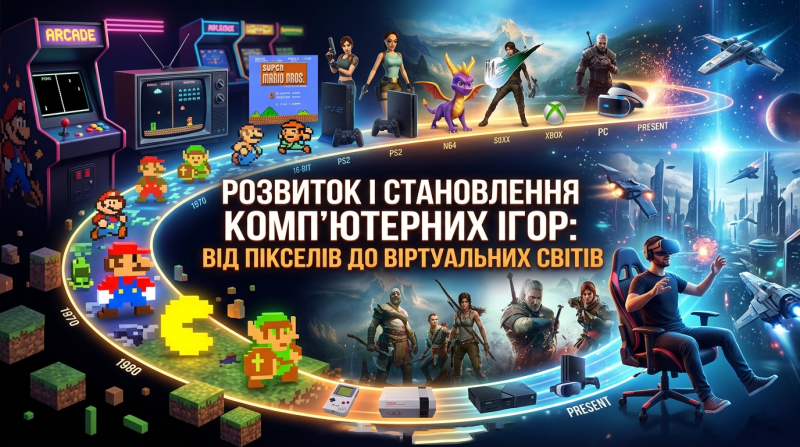 🎮 Розвиток і становлення комп’ютерних ігор: від пікселів до віртуальних світів.