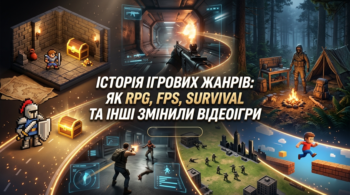 🎮 Історія ігрових жанрів: як RPG, FPS, Survival та інші змінили відеоігри.