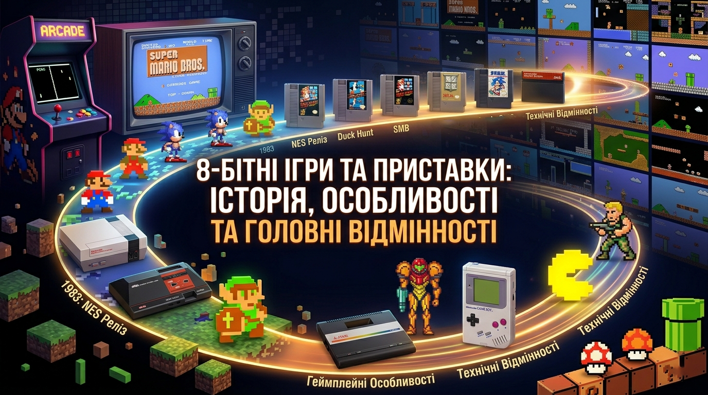 🎮 8-бітні ігри та приставки: історія, особливості та головні відмінності.