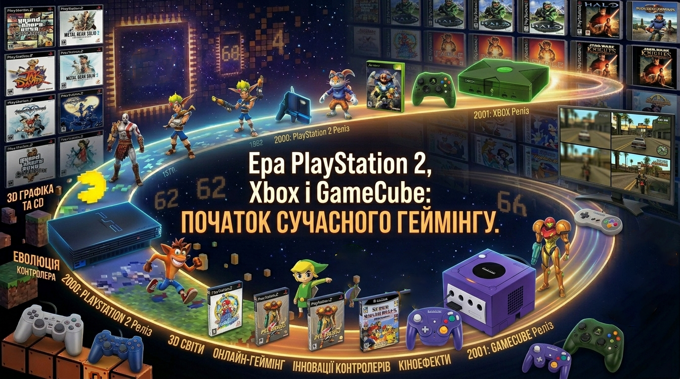 🎮 Ера PlayStation 2, Xbox і GameCube: початок сучасного геймінгу.