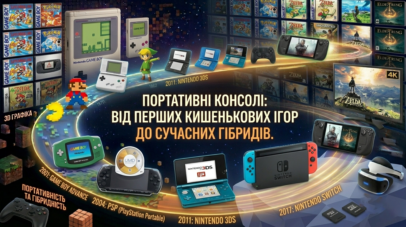🎮 Портативні консолі: від перших кишенькових ігор до сучасних гібридів.
